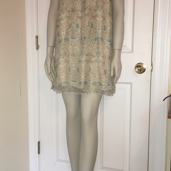 Maeve by Anthropologie Silk print mini dress with crochet details size Small. - Picture 9 of 9